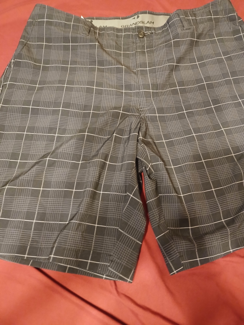 Grand Slam Men’s Gray Plaid Hybrid Golf Shorts